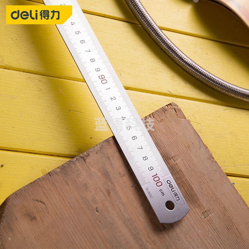 得力钢尺1米不锈钢直尺铁尺子15厘米加厚长钢板尺 100cm DL8100