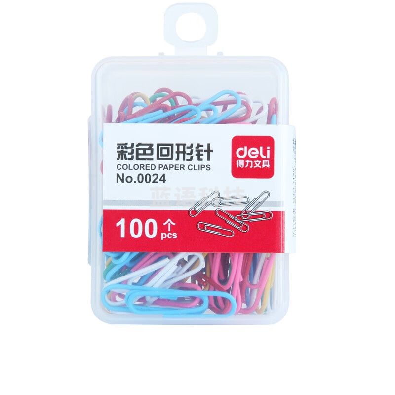 得力（deli）0024彩色回形针(混)(100枚/盒) 20盒装