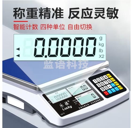 乐祺 电子秤商用高精度计数0.1g精准克称0.01g精密智能工业称重电子称台秤 【充电款】30kg/1g（配防尘罩）