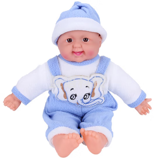 蓝蝶 塑胶仿真填充婴儿娃娃 家政月嫂育婴师培训 抚触被动操 大号笑娃 B款海绵填充娃娃（蓝衣）