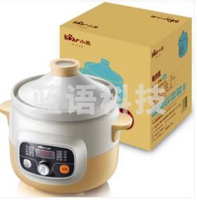 小熊(Bear)电炖锅 陶瓷电炖盅微电脑可预约4L大容量煮粥煲汤电砂锅白陶文火慢炖DDG-D40H5 4升大容量电炖锅