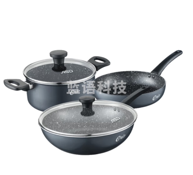爱仕达锅具套装三件套 新不粘少油烟厨房炒锅煎锅汤锅套组 燃气明火专用 锅具三件套