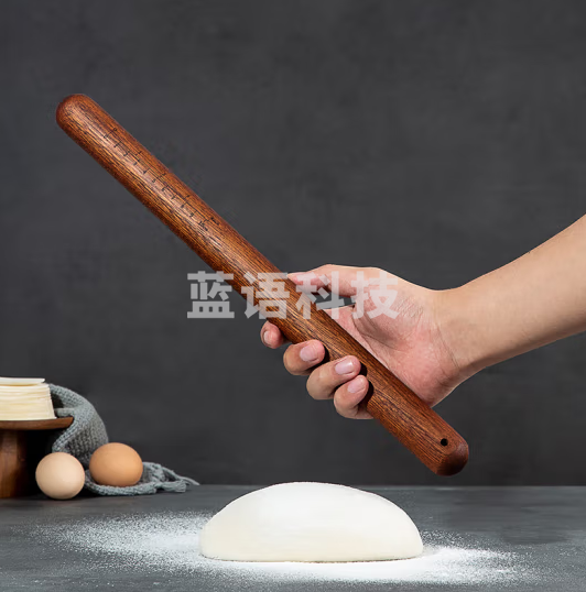 双枪红檀木擀面杖家用杆面棒面赶杖擀面棍饺子皮神器不粘烘焙(30cm)