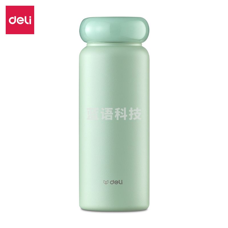 得力(deli) LL610炫彩星环保温杯(旋盖)(400mL)(绿)(个)
