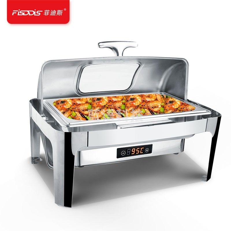 菲迪斯 自助餐炉电加热布菲炉方形翻盖 保温炉 可视单格9L【一体数控】