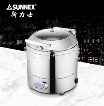 新力士 圆形自助汤炉保温炉威尼斯智能温控电加热900W 配10升304不锈钢汤桶