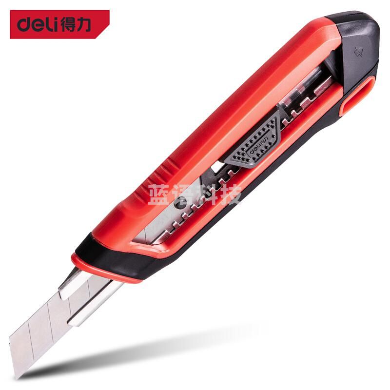 得力工具 DL025G 塑柄包胶美工刀(红黑系列) 25mm SK2 (单位：把)