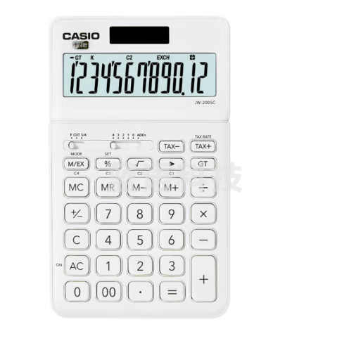 卡西欧(CASIO)JW-200SC-WE 商务计算器日常商务办公 stylish时尚可爱超薄计算机 瑞雪白