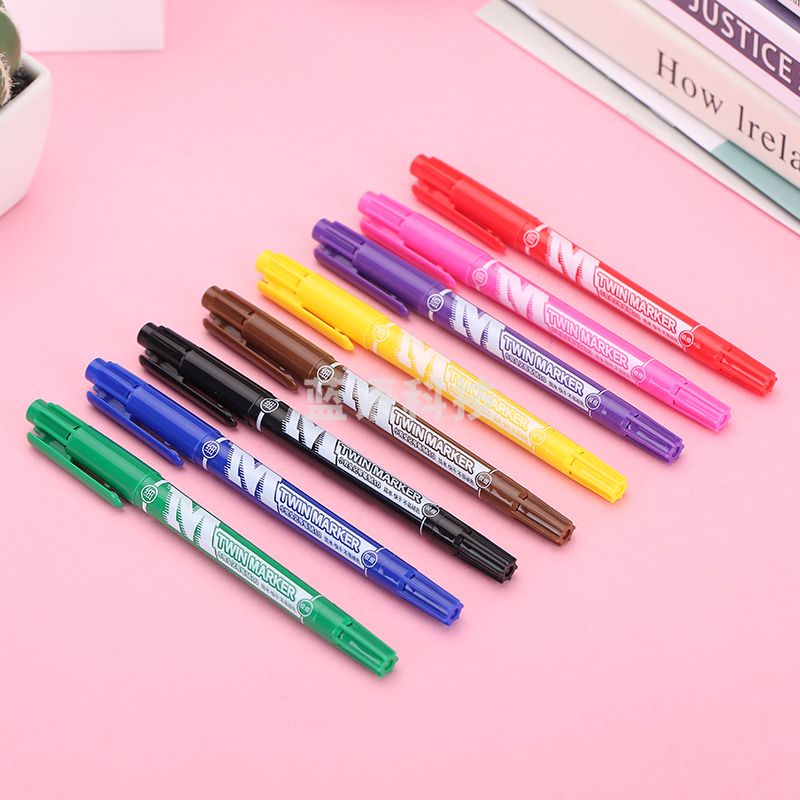 晨光(M&G)APMV7402 M10/12色小双头油性记号笔标记笔水笔 12支装