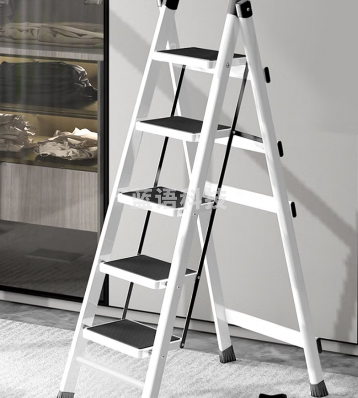 工来工往 梯子 家用人字梯 多功能梯子 家用扶梯 白色 五步梯子