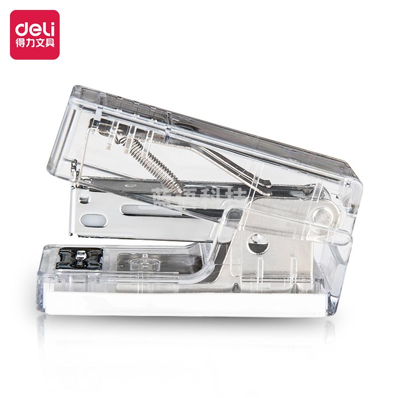 得力(deli) 纽赛NS083F透明迷你订书机(混)(1订书机+1盒钉/盒)
