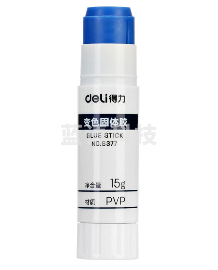 377固体胶水15g变色儿童学生手工课文具固体胶棒高粘度 蓝色-涂抹变透明 15g