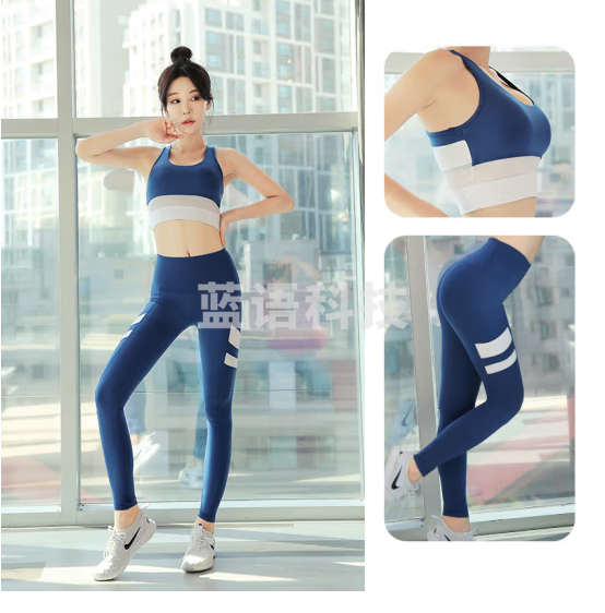 2023新款专业运动跑步速干衣健身带胸垫晨跑步春夏季 W05蓝白+P23蓝_两件套 尺码备注