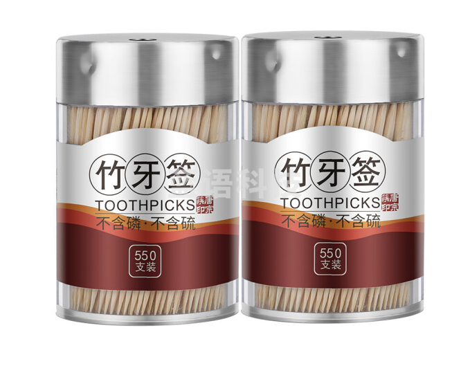 唐宗筷 一次性家用竹牙签 罐装牙签 水果叉子 剔牙棒 550支装