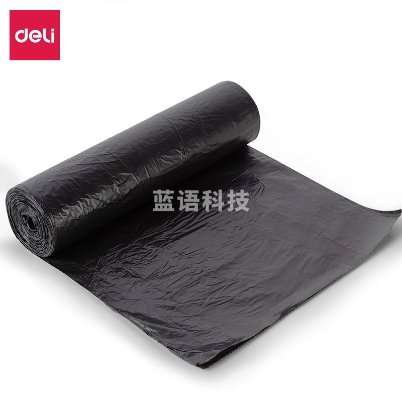 得力(deli) 36包/箱 加厚八角点断式办公生活大容量垃圾袋100*120cm黑色18744