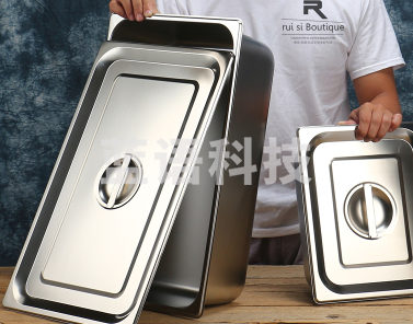 不锈钢盆 长方形快餐盛菜盒子 尺寸：325*265*150mm Jd.2个起售