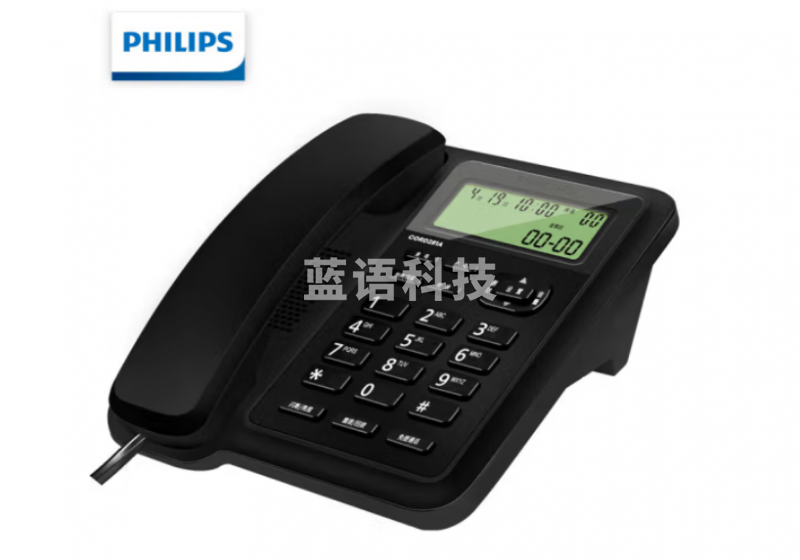飞利浦（PHILIPS）CORD281A电话机座机 固定电话 办公家用 双接口 免电池 黑色