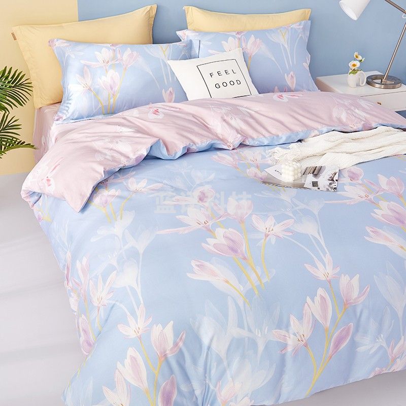 博洋(BEYOND)家纺纯棉床上四件套床笠款全棉床单被套双人套件四季床上用品 【全棉面料+床笠款】闻香 1.5米床(被套200*230厘米)