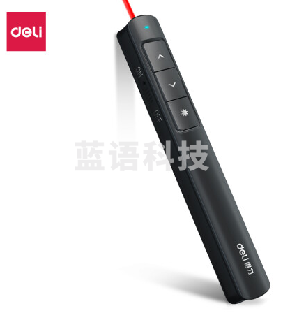 得力(deli) 360度控制教师专用PPT超链接功能教鞭/无线演示器课件笔 红光充电款激光翻页笔 黑色 2808L