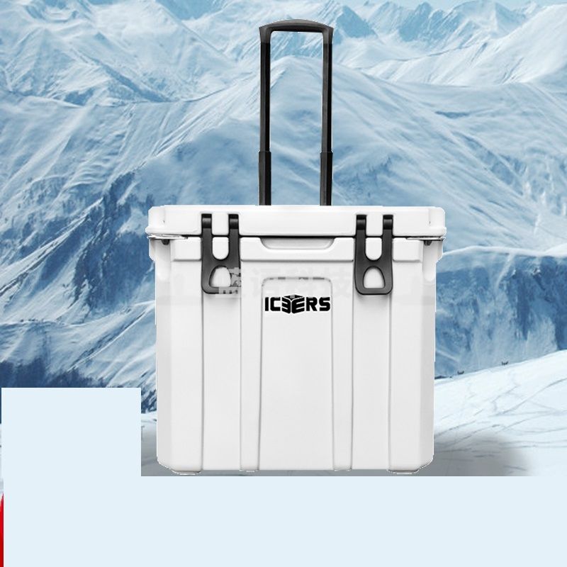 艾森斯 带轮PU保温箱 35L B款 专业款拉杆白色(冷藏5天) 有温度显示