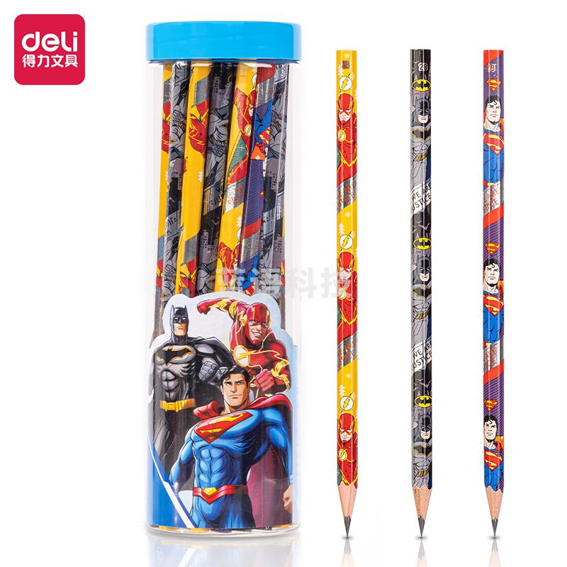 得力HC103-2B_DC正义联盟桶装2B铅笔(混)(25支/筒)(单位：筒)