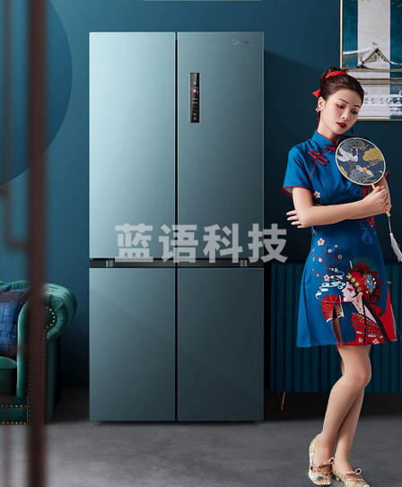 美的(Midea)525升双变频一级能效十字四开门双开对开门风冷大容量囤货家用智能冰箱 BCD-525WSPZM(E)石砾青