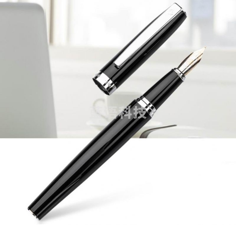 英雄 钢笔382 商务办公铱金钢笔签字笔 明尖 黑色美工笔