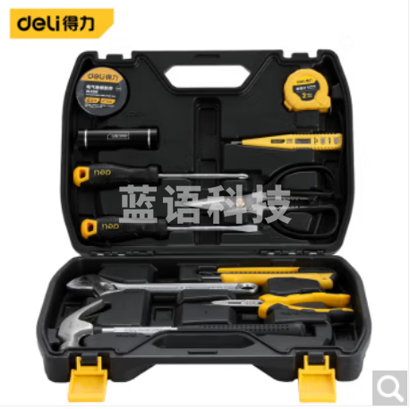 得力(deli)家用多功能五金工具箱套装手动工具组套维修家用11件 DL5962