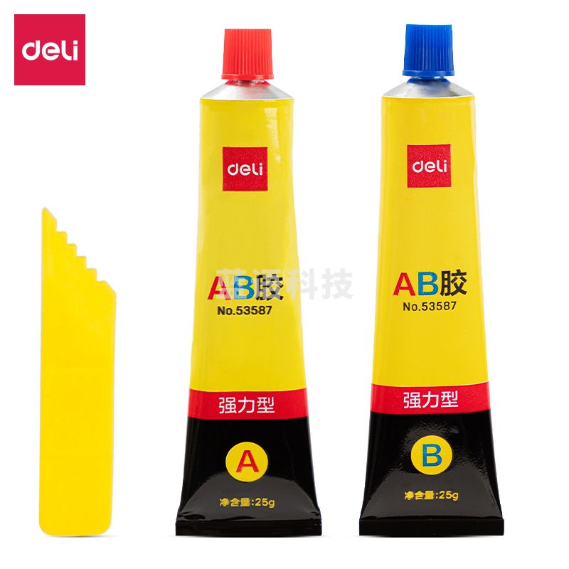 得力(deli)53587 50g AB胶 强力胶 可粘玻璃陶瓷金属塑料 24盒/包 (单位：盒)