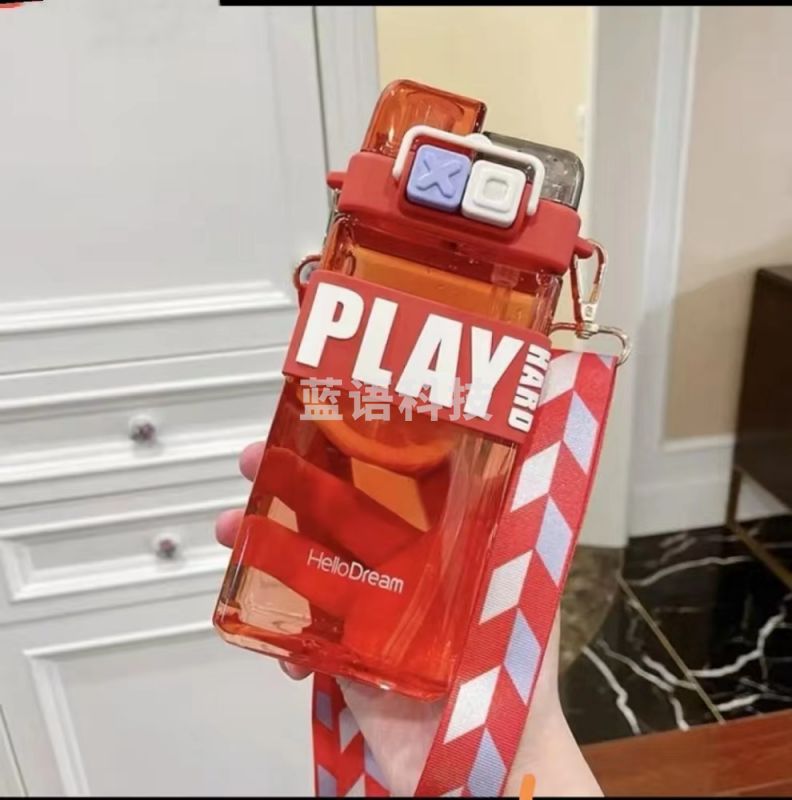 特百惠tritan婴幼材质网红双饮杯便携运动塑料杯女高颜值学生男童水 朋克520ml双饮杯朋克红色+贴纸+杯刷+吸管刷