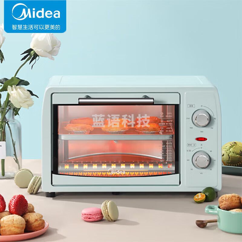美的(Midea)电烤箱 家用台式迷你电烤箱 12L 网红烤箱 机械式操作烘焙烘烤 PT12B0