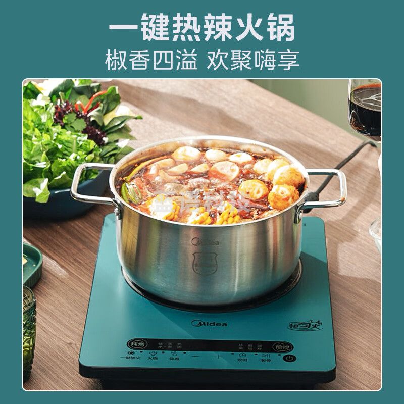 美的(Midea)电磁炉 家用大功率 匀火加热 火锅炉 九档火力 电磁灶 智能定时C22-WT2218