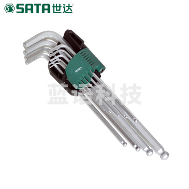 世达(SATA)9件套铬钒钢特长球头内六角扳手   09101A
