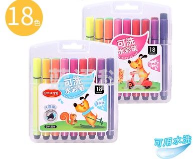 掌握 204-18 色三角杆水彩笔18支/盒(单位：盒)18色