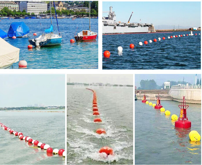 爱迪威(ADVANCE)航道浮标球警示浮标浮球穿心浮球水上塑料串联海上船用浮球 红色黄色直径20cm