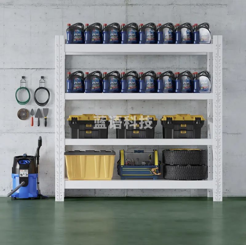 单层承重300公斤仓库架展示架中型2米四层主架白色款2000*600*2000mm