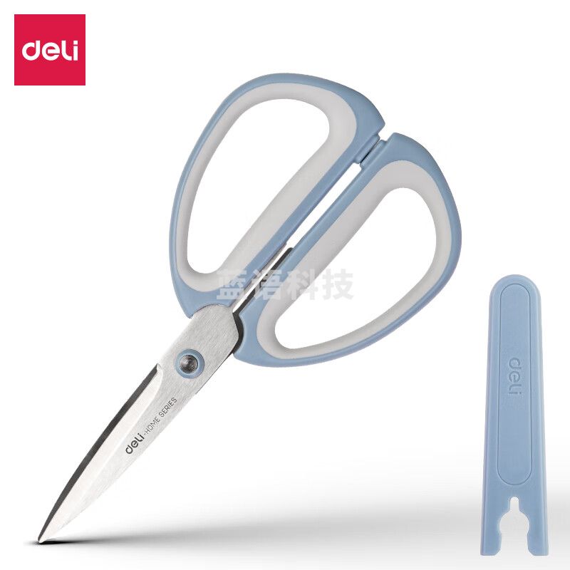 得力(deli)176mm中号剪刀 包胶手柄 蓝 TJ13
