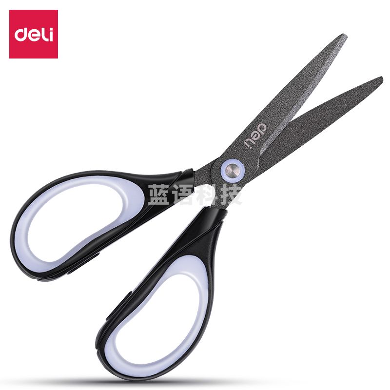 得力(deli)特氟龙材质防粘不锈钢剪刀 黑色6055