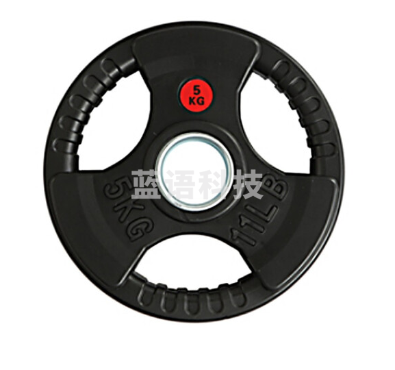 益动未来 包胶杠铃片 举重配重通用片 大孔5KG杠铃片