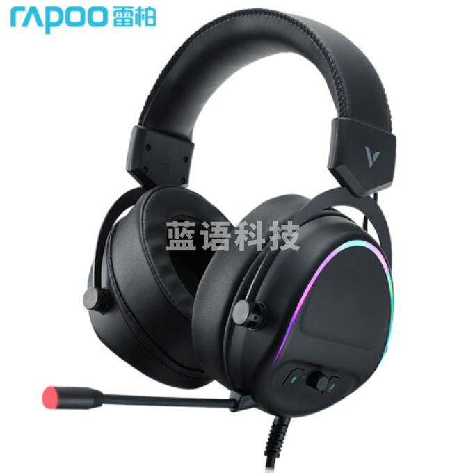 雷柏(Rapoo) VH650 游戏耳机 虚拟7.1声道 头戴式电竞耳机 电脑吃鸡耳麦 幻彩RGB背光 加厚海绵大耳罩 黑色