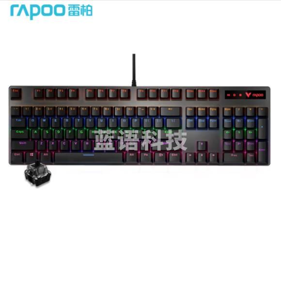 雷柏(Rapoo) V500PRO 机械键盘 有线键盘 游戏键盘 104键混光键盘 黑色 黑轴