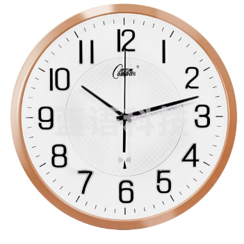 康巴丝 C6891 挂钟 13.6英寸 智能自动   对时电波钟表 闪金