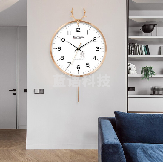康巴丝(Compas)C3245 挂钟欧式摆钟创意静音钟表客厅现代简约时钟 卧室北欧石英钟表挂墙 白色