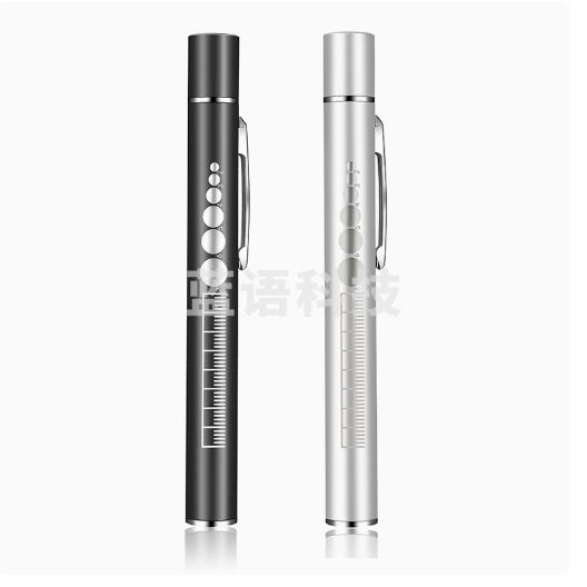 充电黄白双光手电 带刻度检查笔手电 黑色   货号：GD