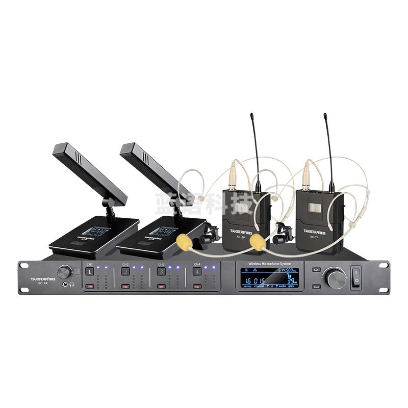 得胜 (TAKSTAR)XC-4R一拖四无线麦克风套装 会议主持舞台演出 1主机+2方杆+2腰包话筒