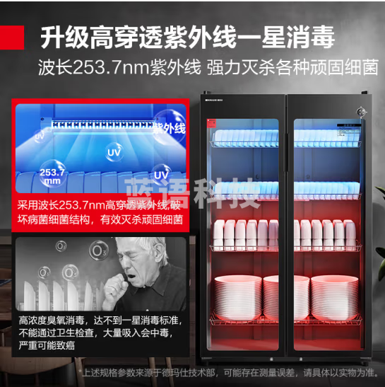 德玛仕（DEMASHI）商用消毒柜 双开门星级消毒柜烘干酒店餐饮饭店厨房食堂学校用茶水餐具杯子碗筷柜商用立式大容量 500L标准款+定时丨适合30-160人