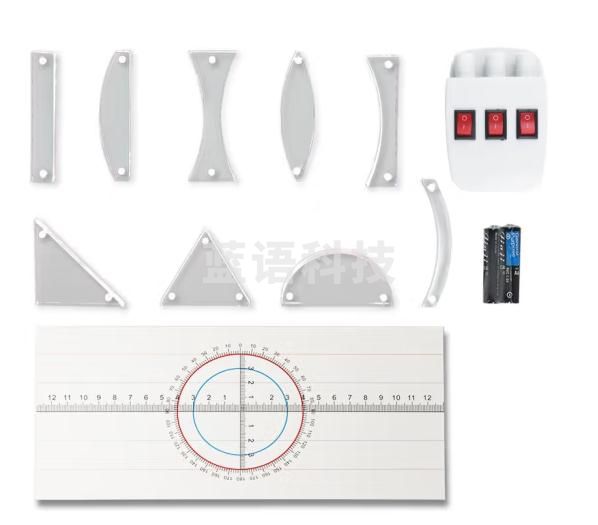 六鑫三线光源实验套装物理光学试验器材教学仪器教具双凹双凸透镜凹凸面镜平行激光器三路半导体 三线光源12件套 zhygh_2023683