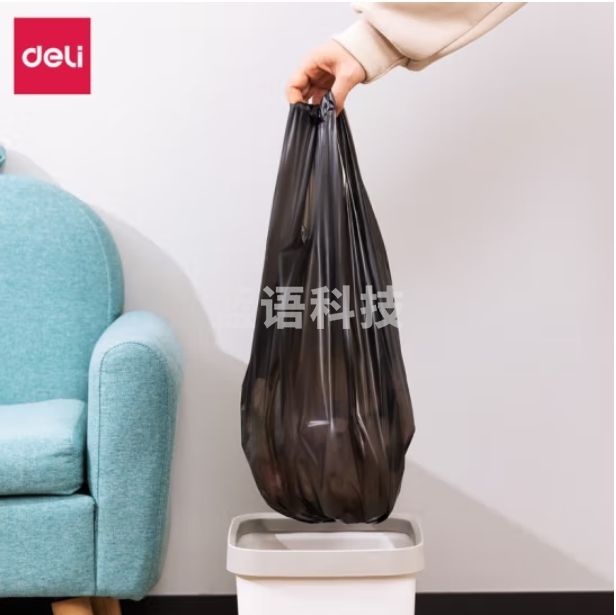 得力 3卷装 背心式垃圾袋45*63cm (30只/卷*3卷)八角底设计LQ503