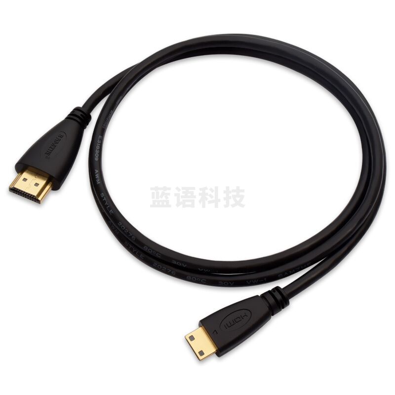山泽（SAMZHE）MN-H18 HDMI 转Mini HDMI 双向转换连接线纤细版C口 HDMI 迷你数字高清线1.8米黑色