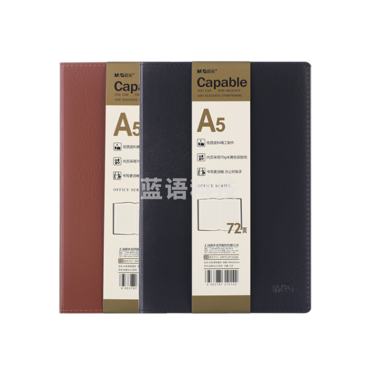 晨光 APY4S380 A5皮革皮面日记本记事本子76页 颜色随机 2本装
